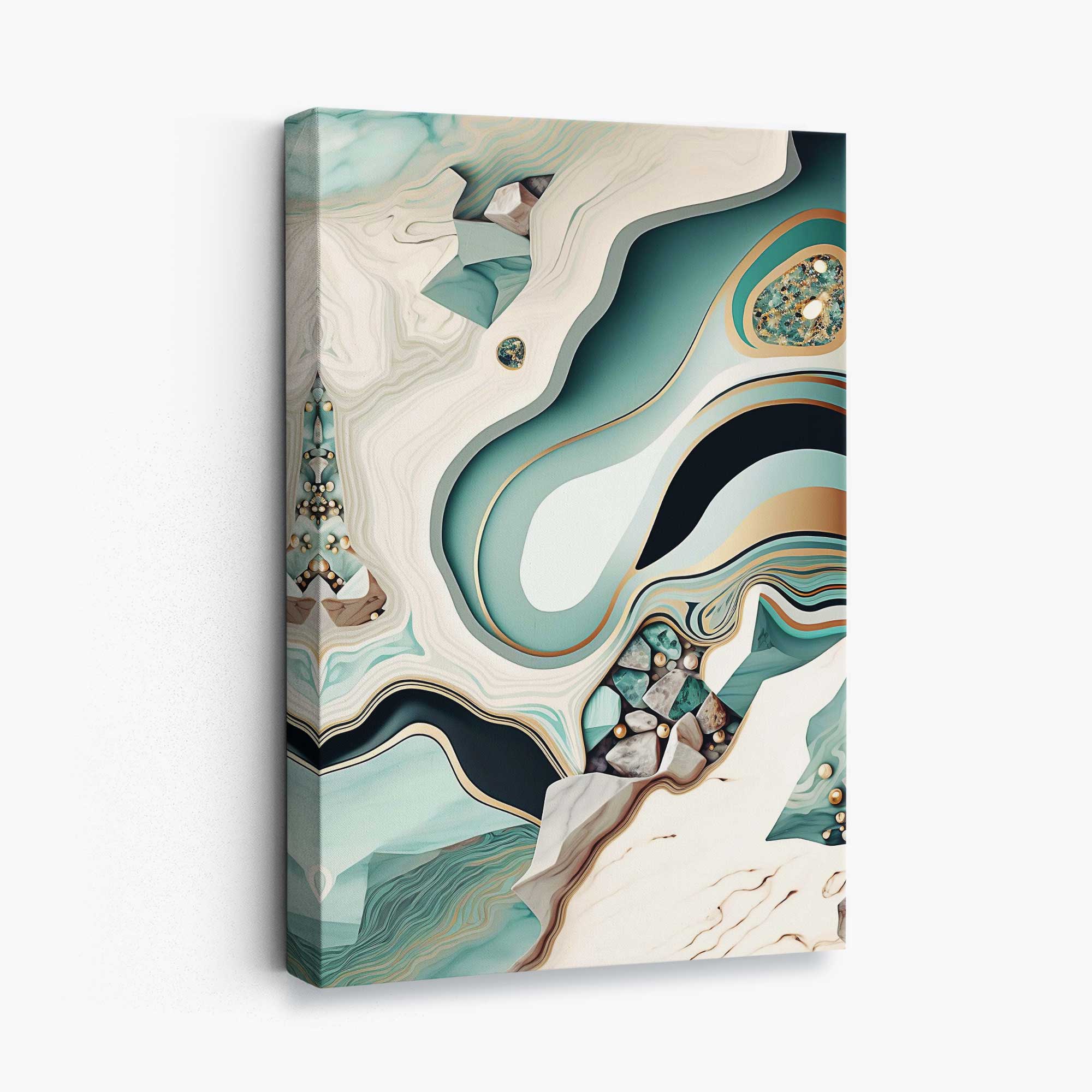 Abstract Contemporary Canvas in Beige and Green No 3 | Artze Wall Art UK