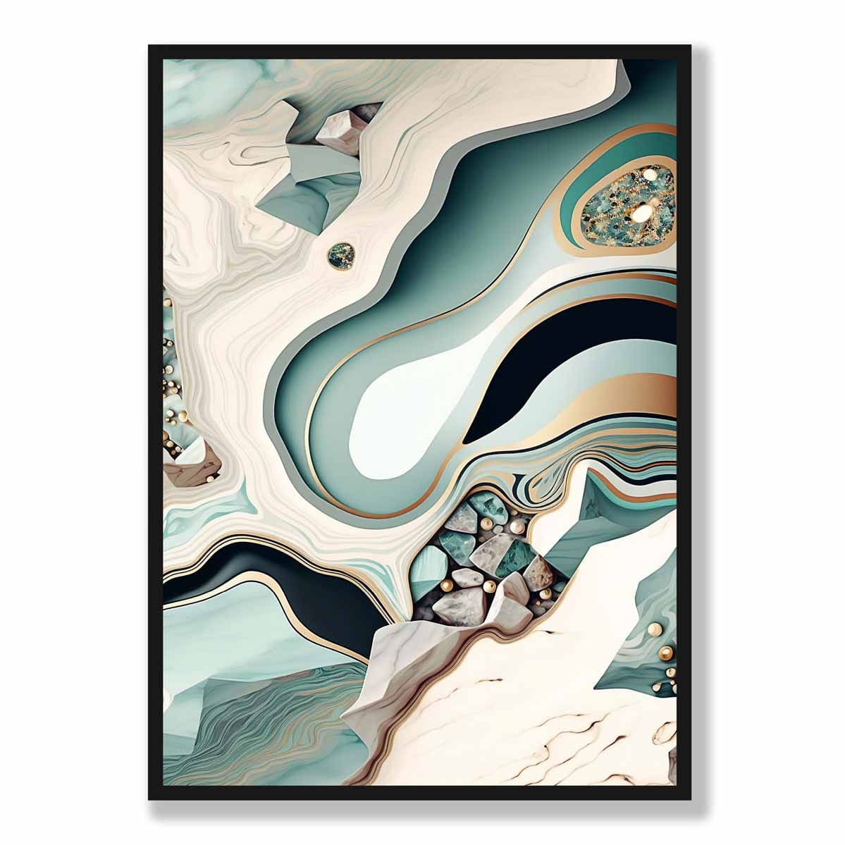 Abstract Contemporary Poster in Beige and Green No 3