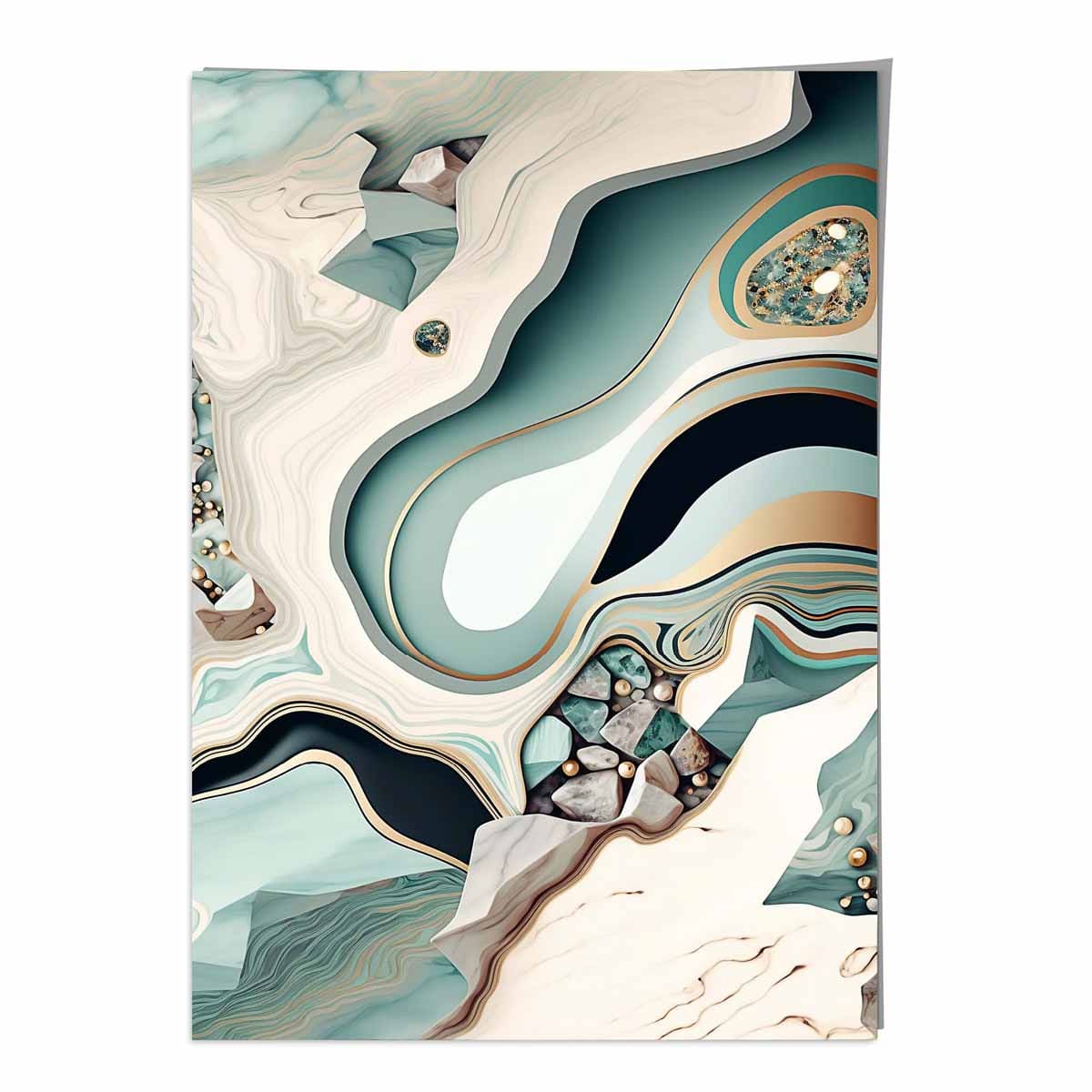 Abstract Contemporary Poster in Beige and Green No 3