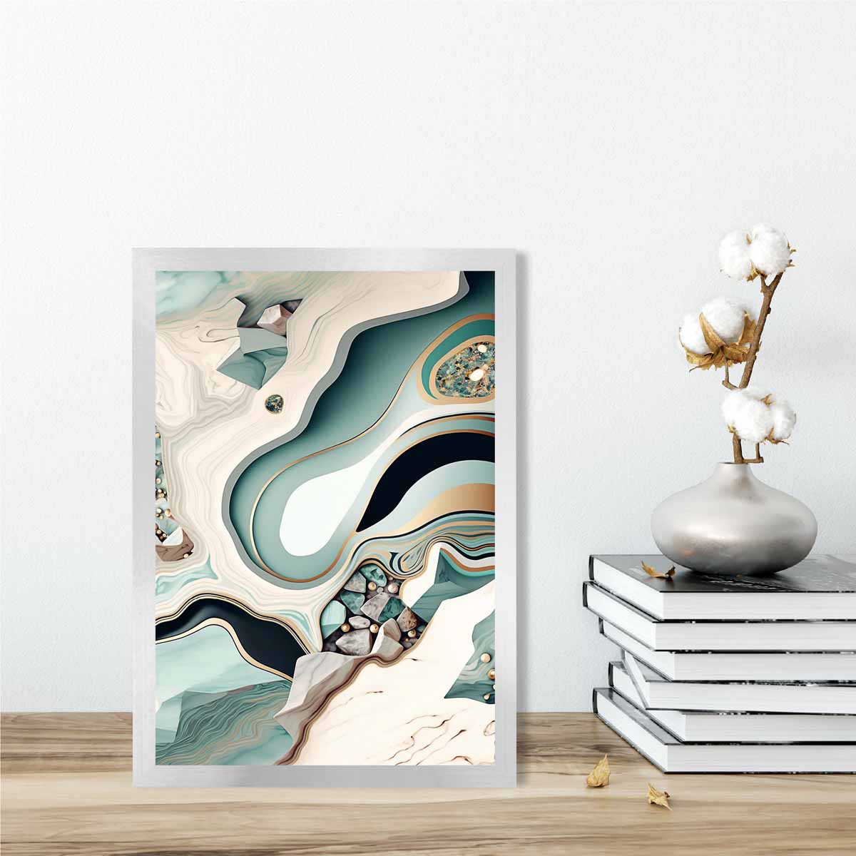 Abstract Contemporary Poster in Beige and Green No 3