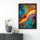 Abstract Fluid Art Prints in Blue and Orange No 1