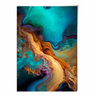 Abstract Fluid Art Prints in Blue and Orange No 2