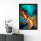 Abstract Fluid Art Prints in Blue and Orange No 2