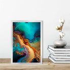 Abstract Fluid Art Prints in Blue and Orange No 2