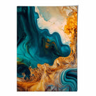 Abstract Fluid Art Prints in Blue and Orange No 3