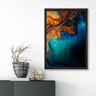 Abstract Fluid Art Prints in Blue and Orange No 4