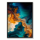 Abstract Fluid Art Prints in Blue and Orange No 5