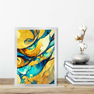 Abstract Art Print in Yellow and Blue No 1