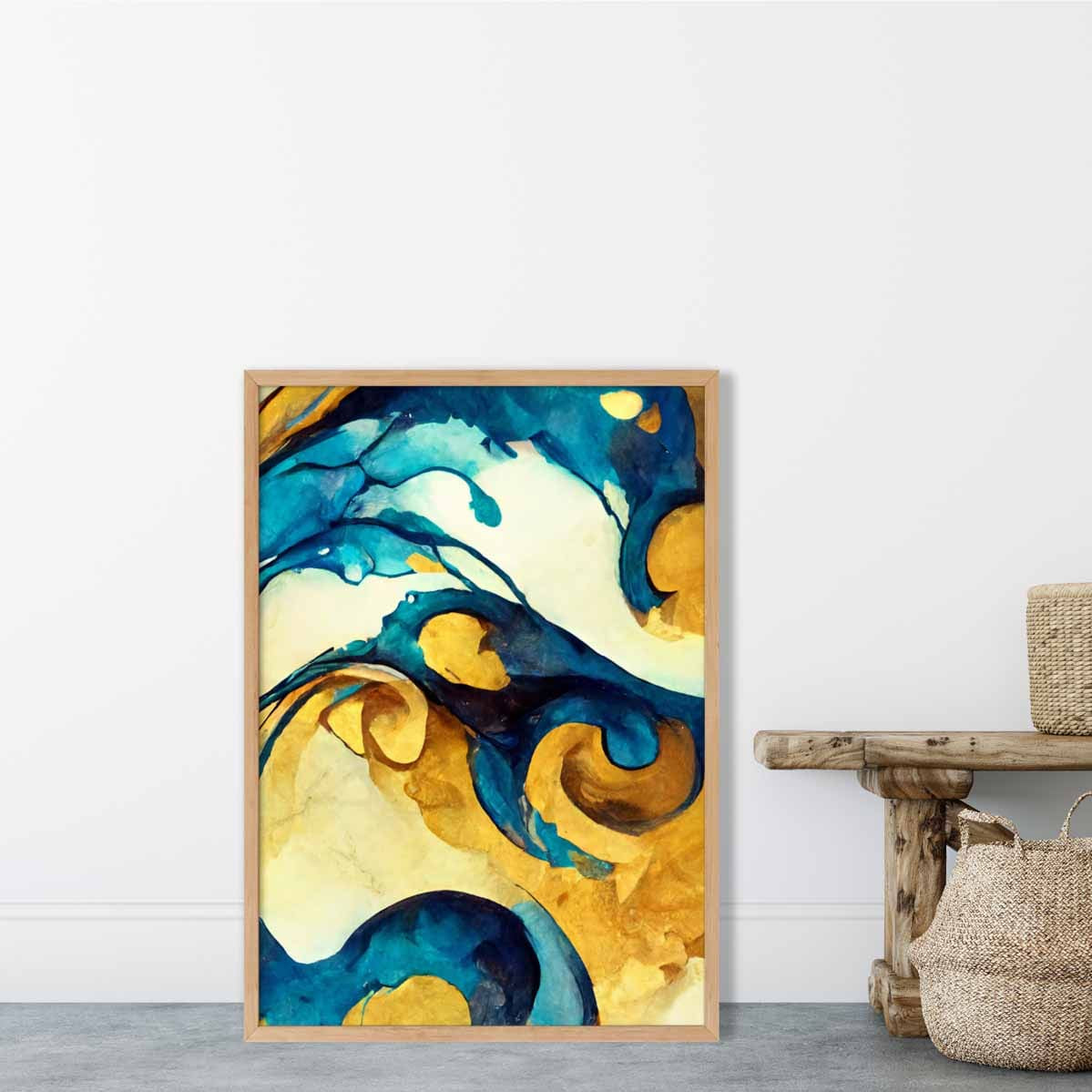 Abstract Art Print in Yellow and Blue No 2