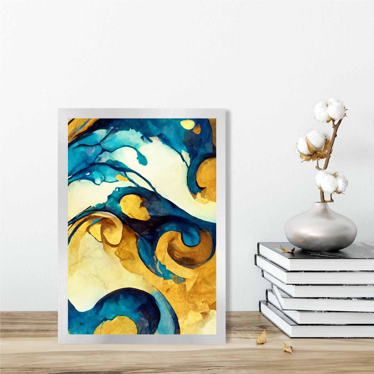 Abstract Art Print in Yellow and Blue No 2