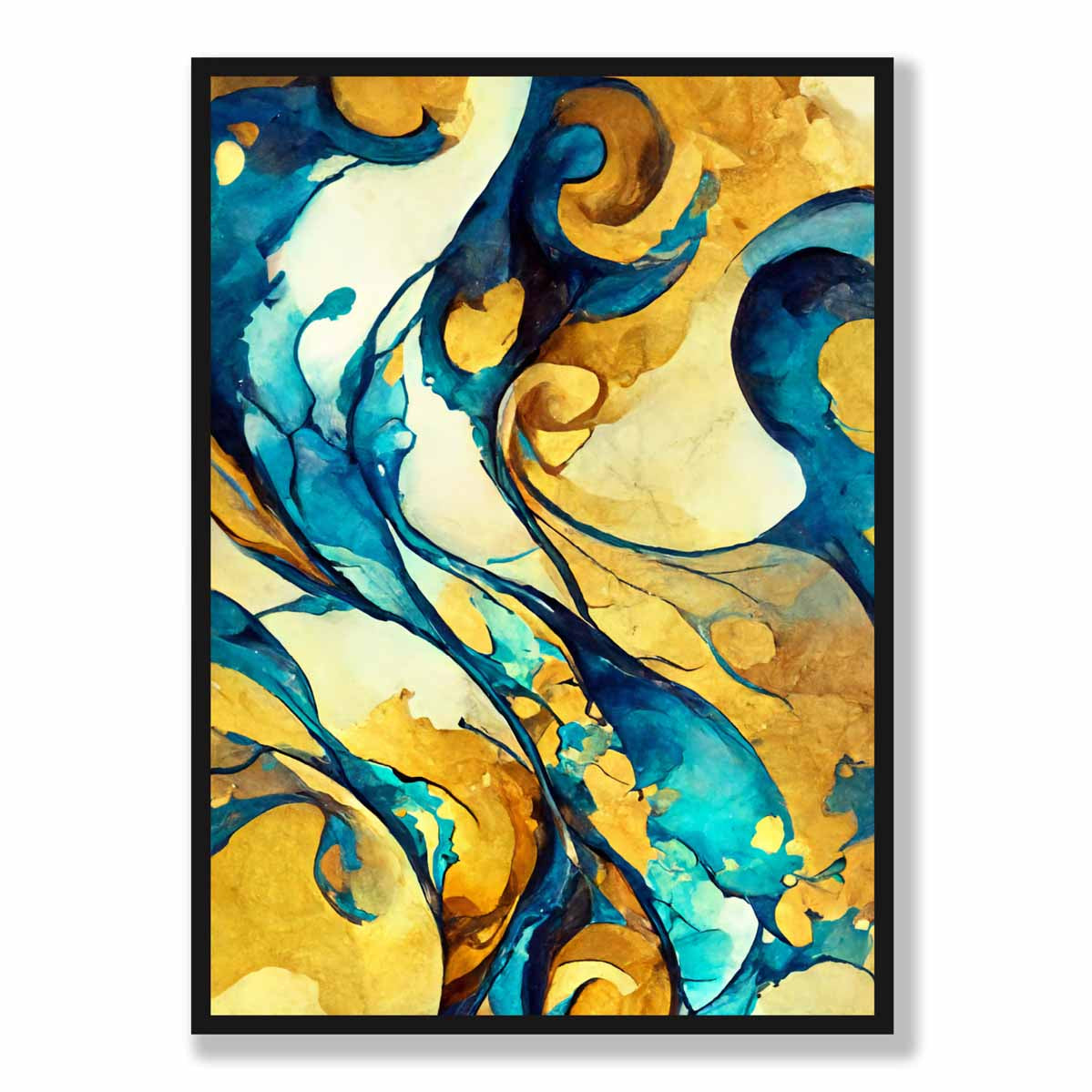 Abstract Art Print in Yellow and Blue No 3