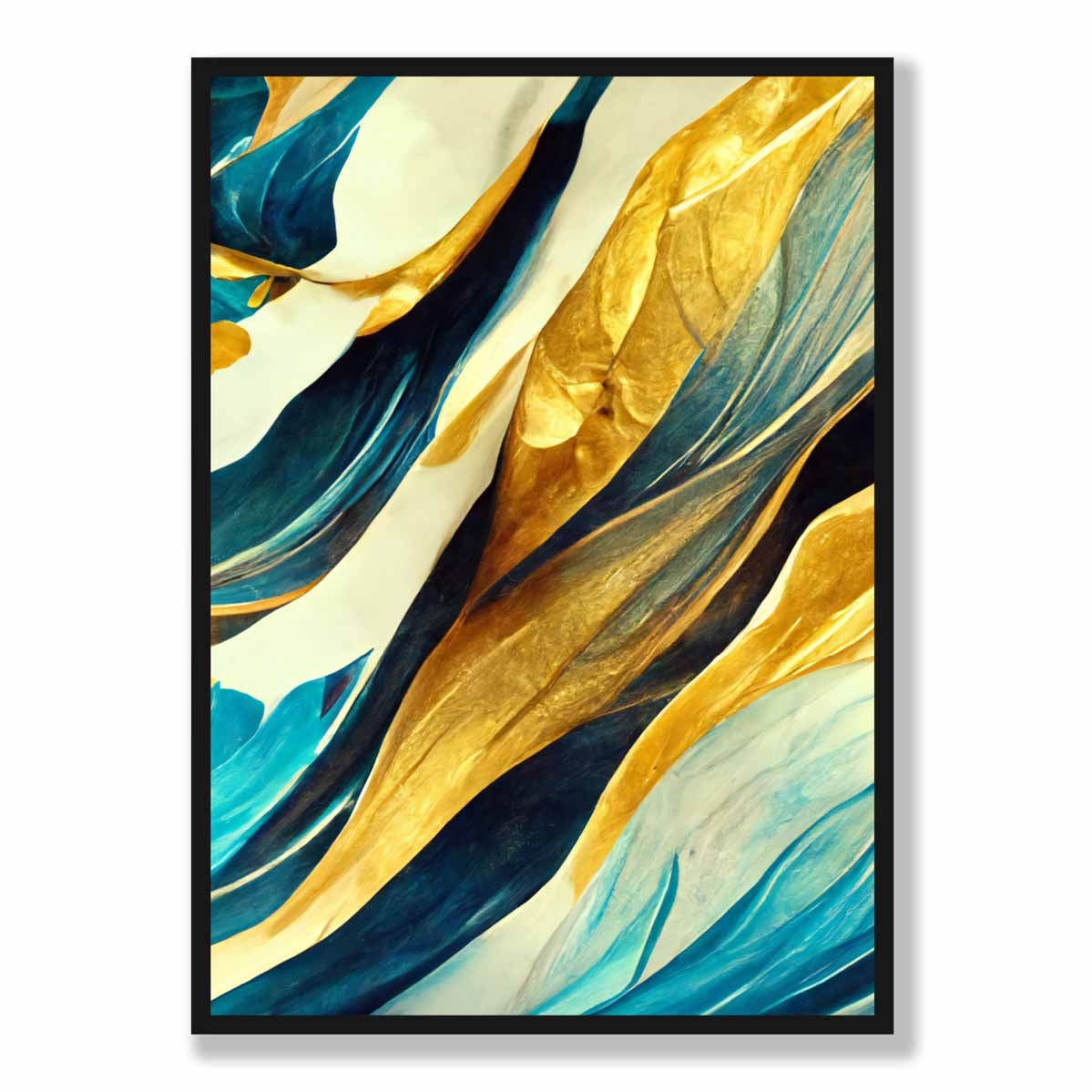 Abstract Art Print in Yellow Beige and Blue No 1