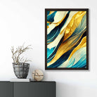 Abstract Art Print in Yellow Beige and Blue No 1