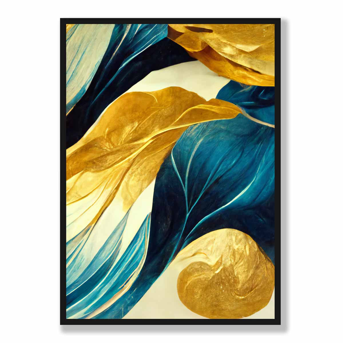 Abstract Art Print in Yellow Beige and Blue No 2