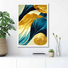 Abstract Art Print in Yellow Beige and Blue No 2