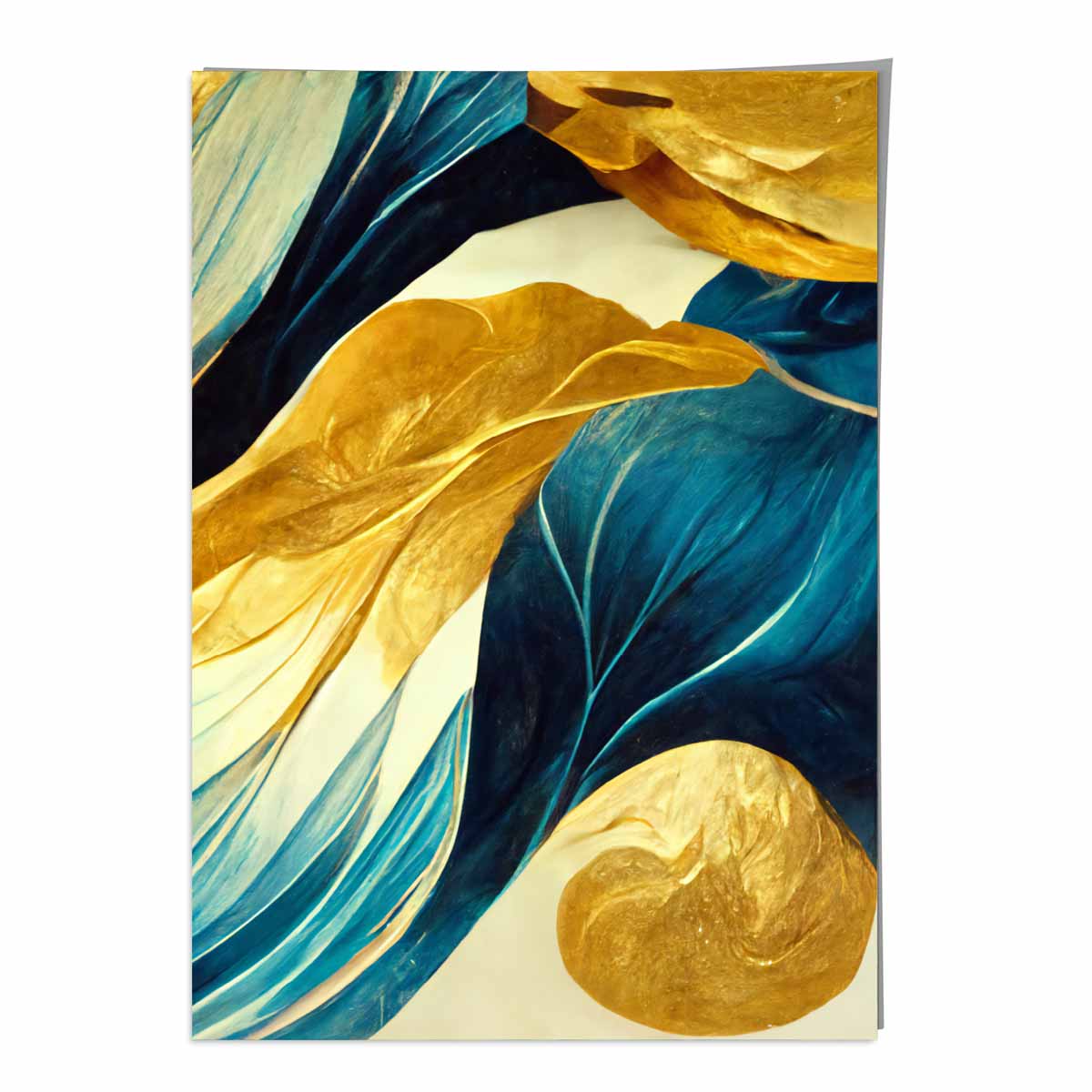 Abstract Art Print in Yellow Beige and Blue No 2