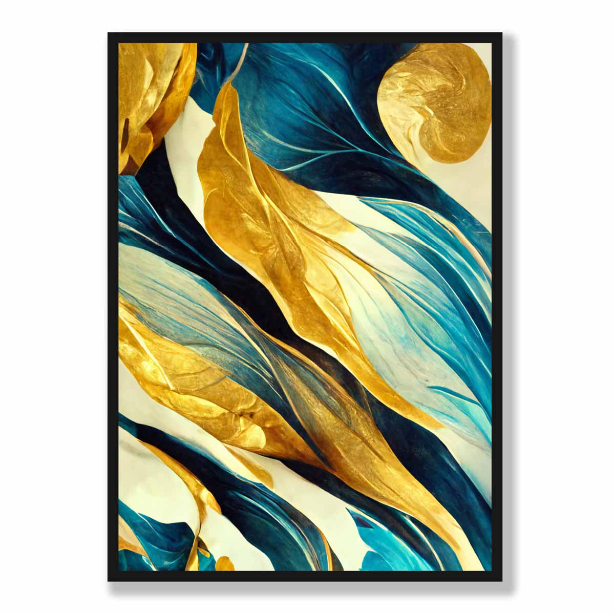 Abstract Art Print in Yellow Beige and Blue No 3