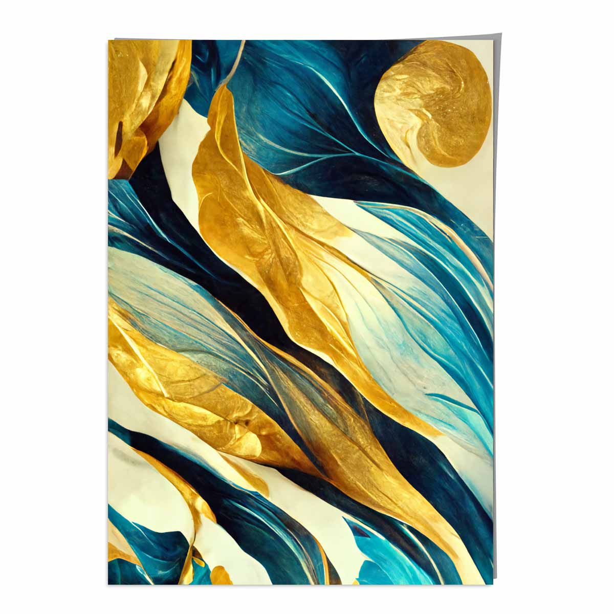 Abstract Art Print in Yellow Beige and Blue No 3
