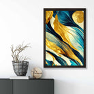 Abstract Art Print in Yellow Beige and Blue No 3