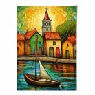 Seaside Village Palette Knife Painting Art Print
