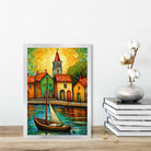 Seaside Village Palette Knife Painting Art Print