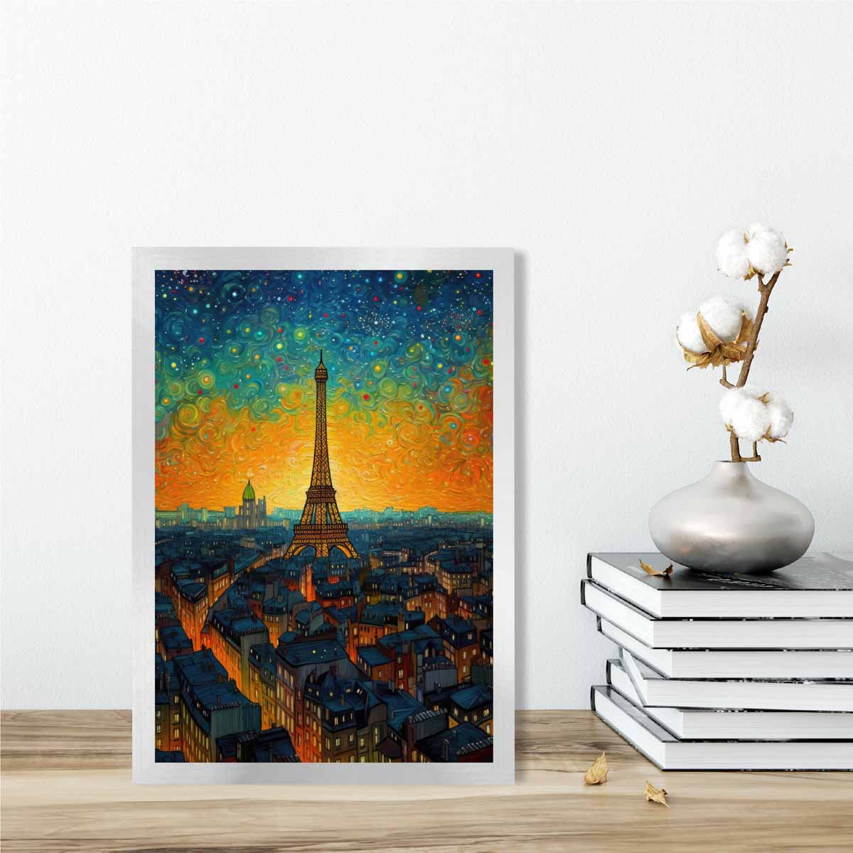 Colourful Painting Art Print of Paris at Sunset
