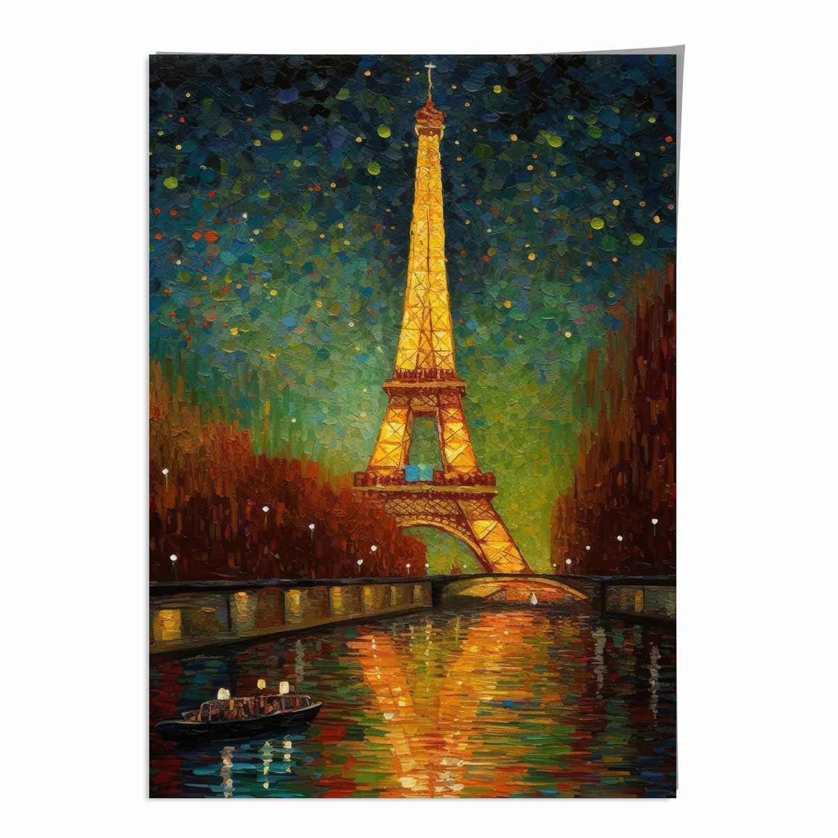 Colourful Painting Art Print of Paris at Night