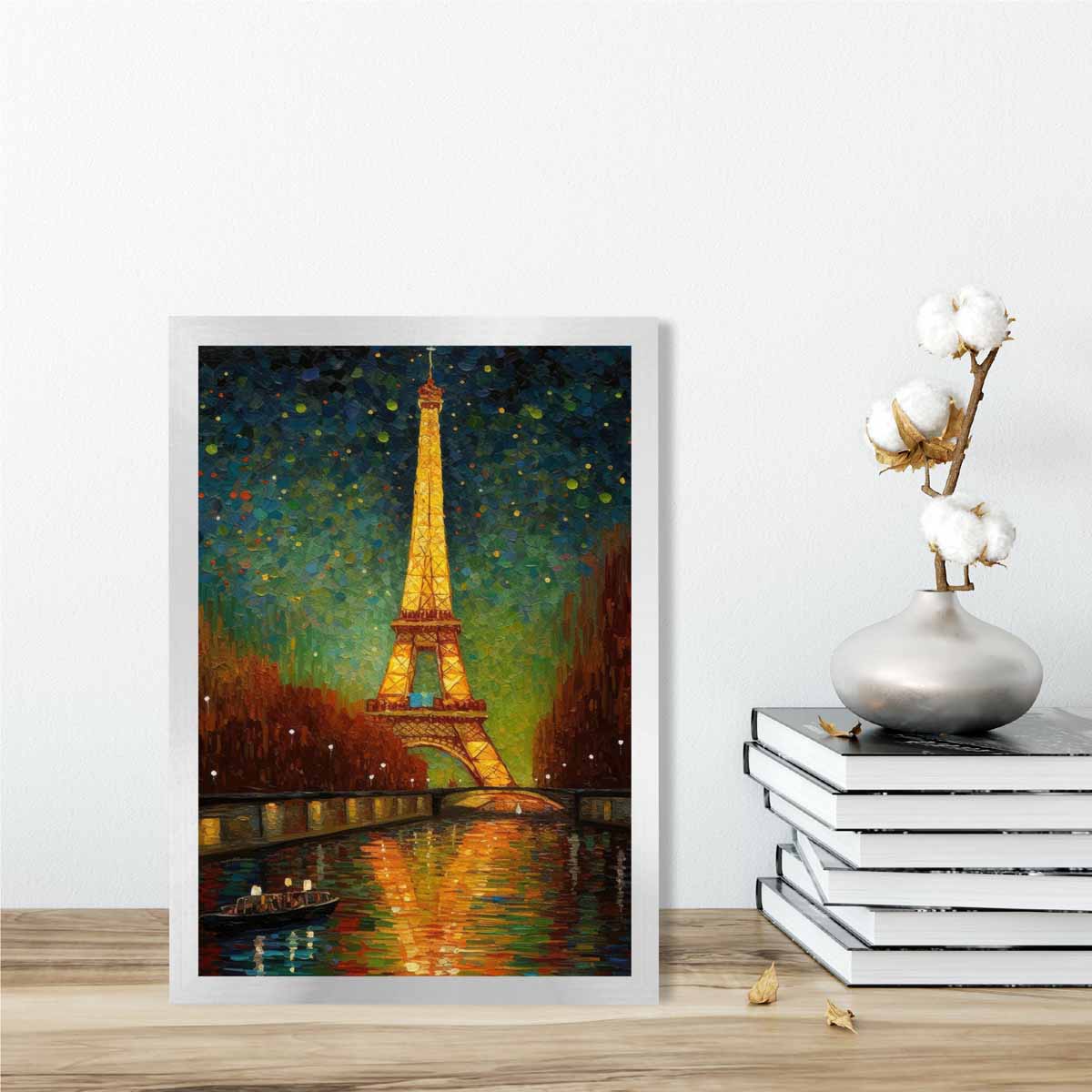 Colourful Painting Art Print of Paris at Night