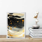 Abstract Fluid Art Print Grey Beige and Gold No 1