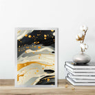 Abstract Fluid Art Print Grey Beige and Gold No 2