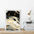 Abstract Fluid Art Print Grey Beige and Gold No 3