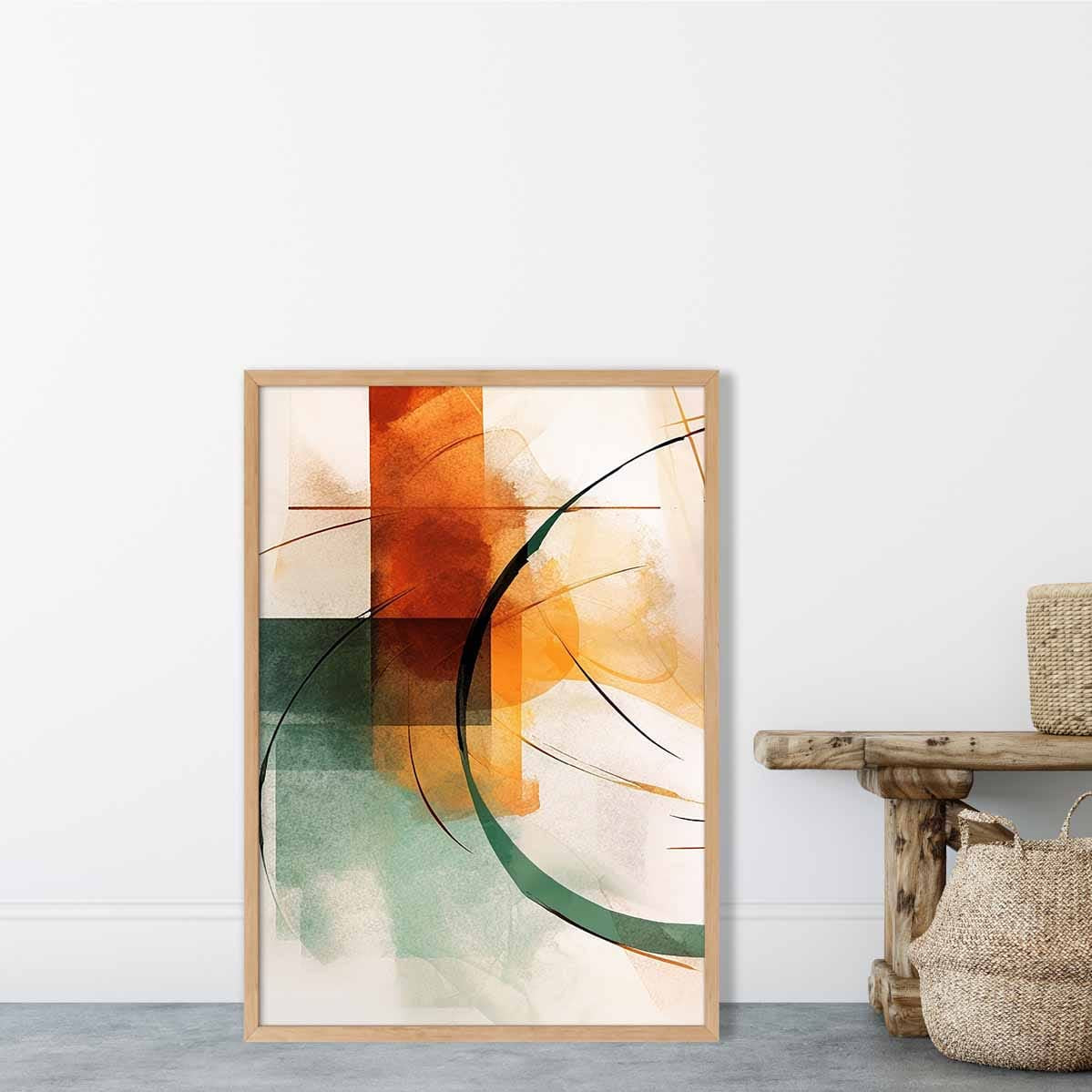 Abstract Shapes Art Print Green and Orange No 1