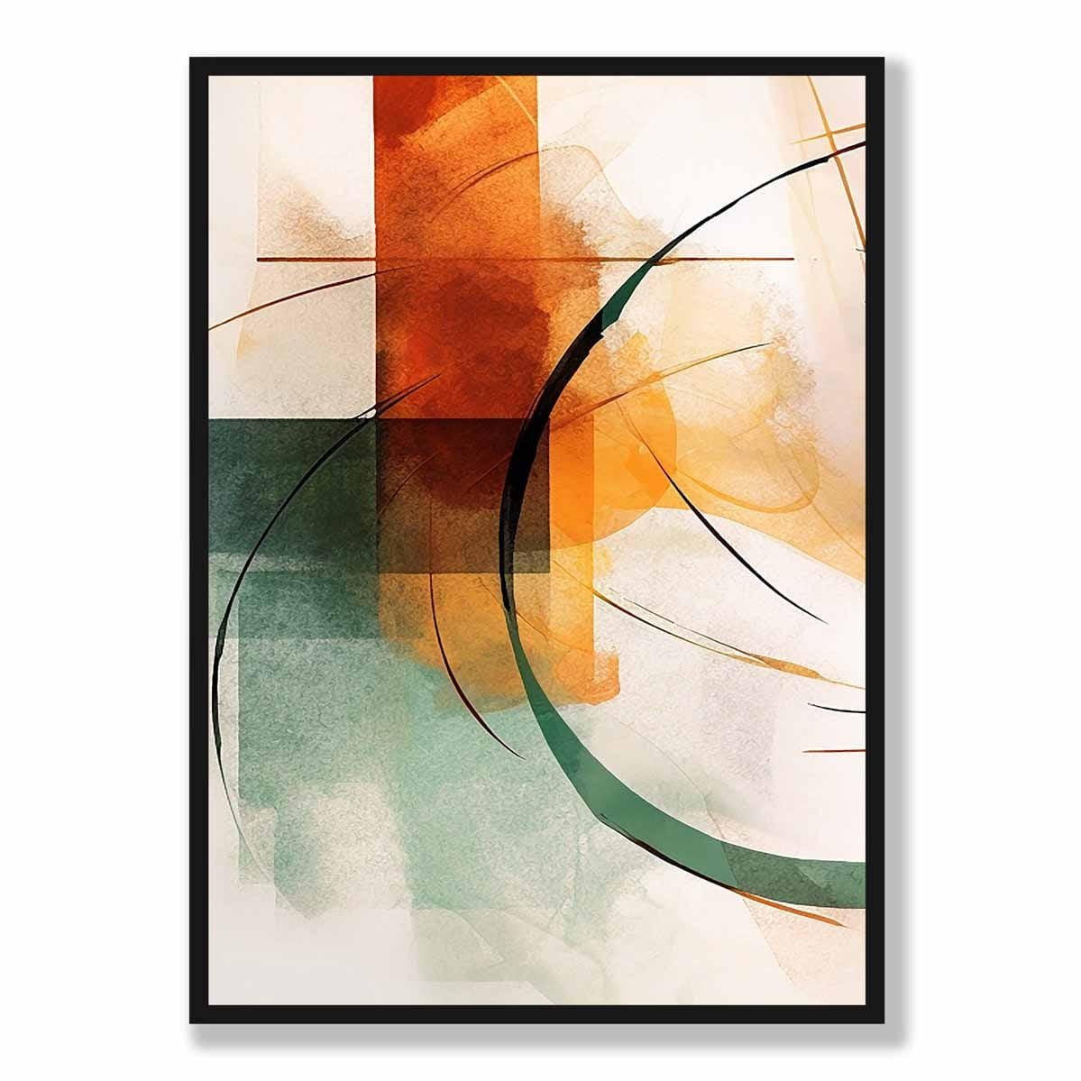 Abstract Shapes Art Print Green and Orange No 1