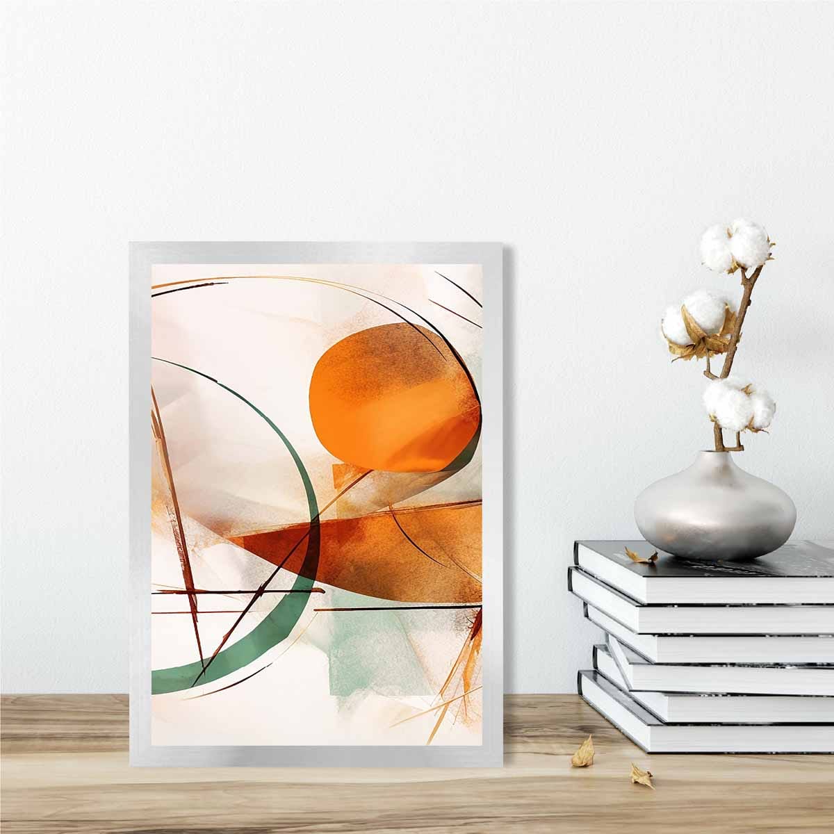 Abstract Shapes Art Print Green and Orange No 2