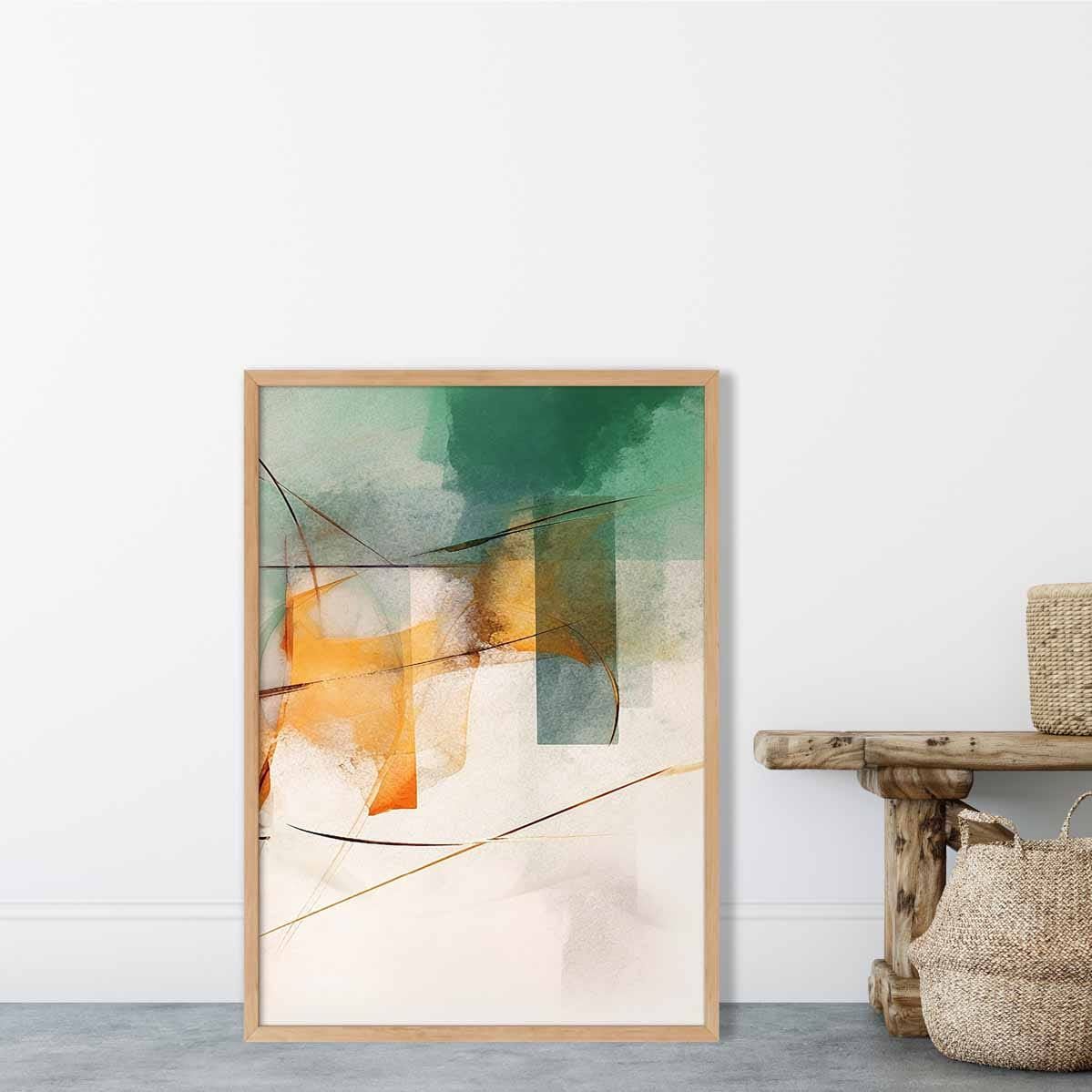 Abstract Shapes Art Print Green and Orange No 3