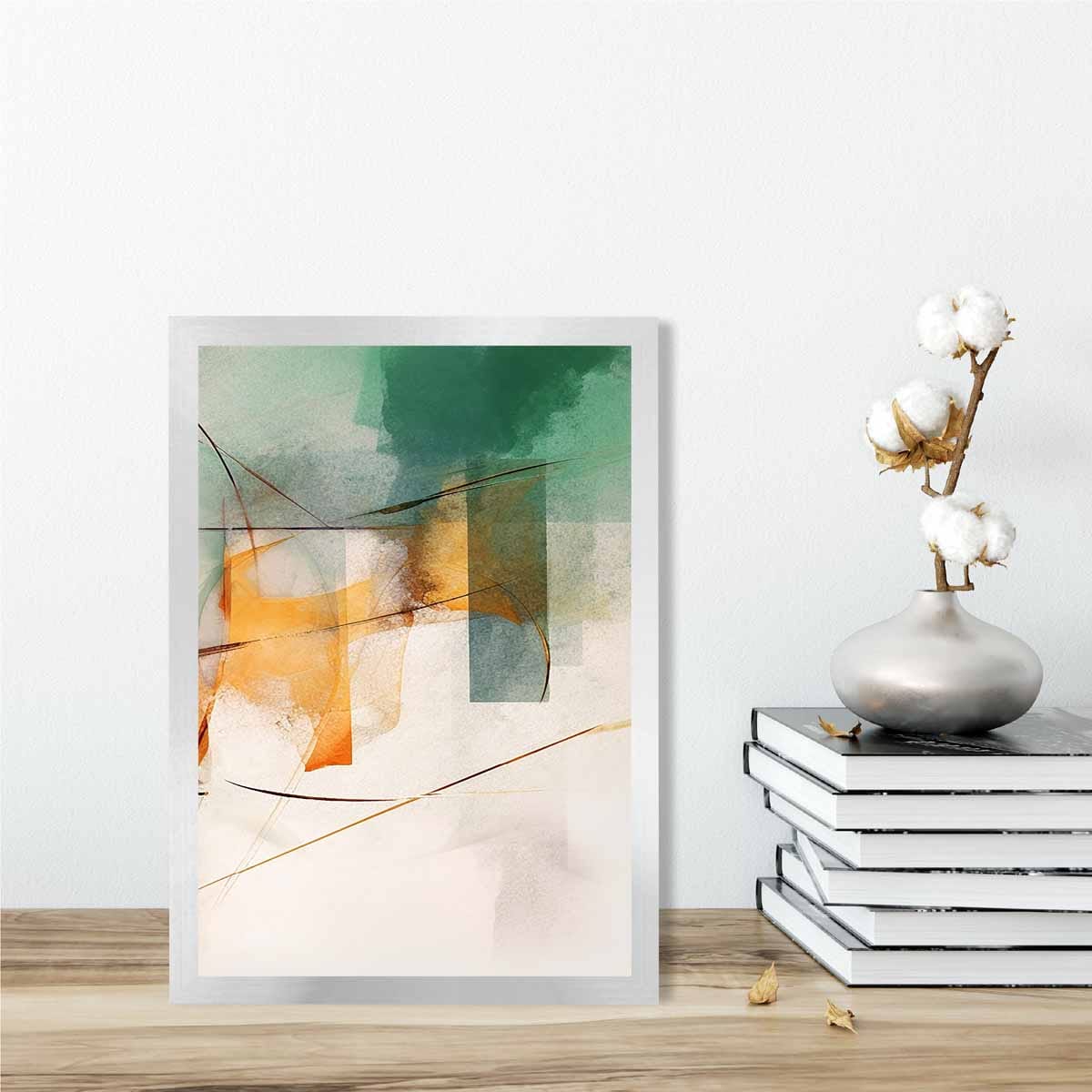 Abstract Shapes Art Print Green and Orange No 3