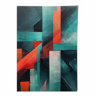 Painting of Abstract Shapes Art Print Teal and Red No 1