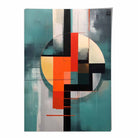 Abstract Shapes Art Print Teal Red and Grey No 1