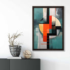 Abstract Shapes Art Print Teal Red and Grey No 1