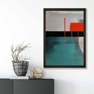 Abstract Shapes Art Print Teal Red and Grey No 2