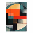 Abstract Shapes Art Print Teal Red and Grey No 3
