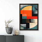Abstract Shapes Art Print Teal Red and Grey No 3