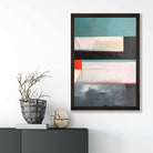 Abstract Shapes Art Print Teal Red and Grey No 4