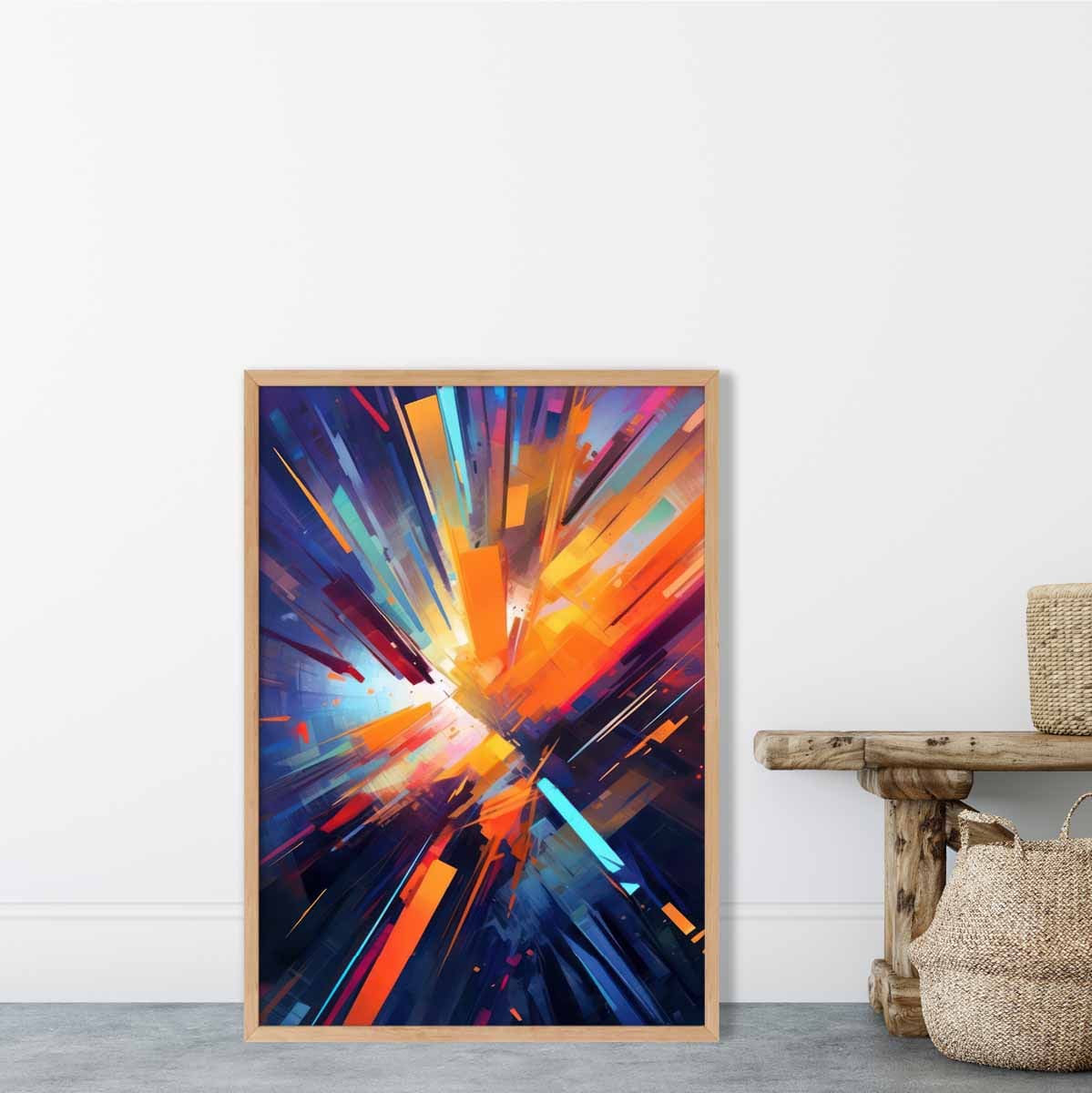 Colourful Abstract Shapes Art Print Blue Orange and Red No 1