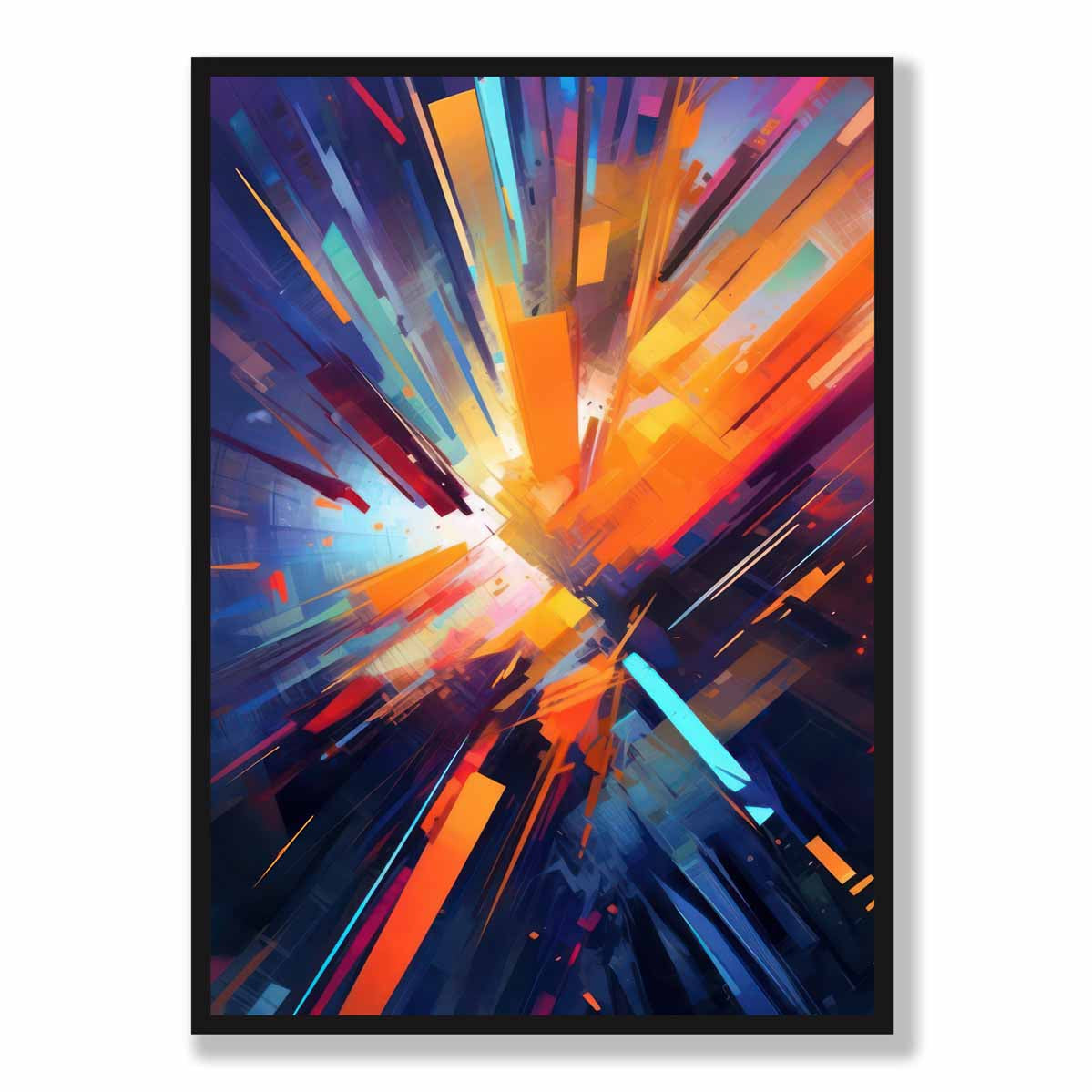 Colourful Abstract Shapes Art Print Blue Orange and Red No 1