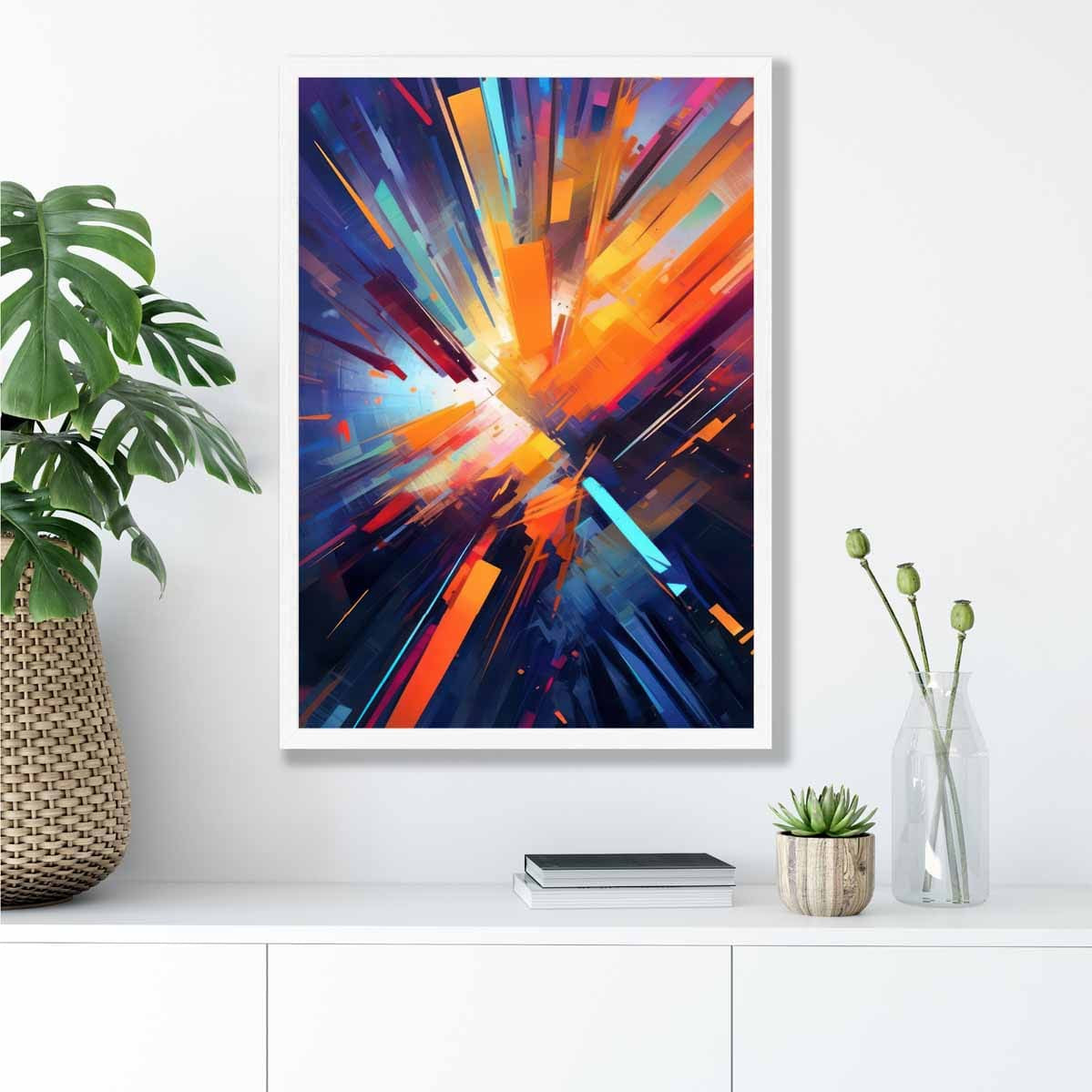 Colourful Abstract Shapes Art Print Blue Orange and Red No 1