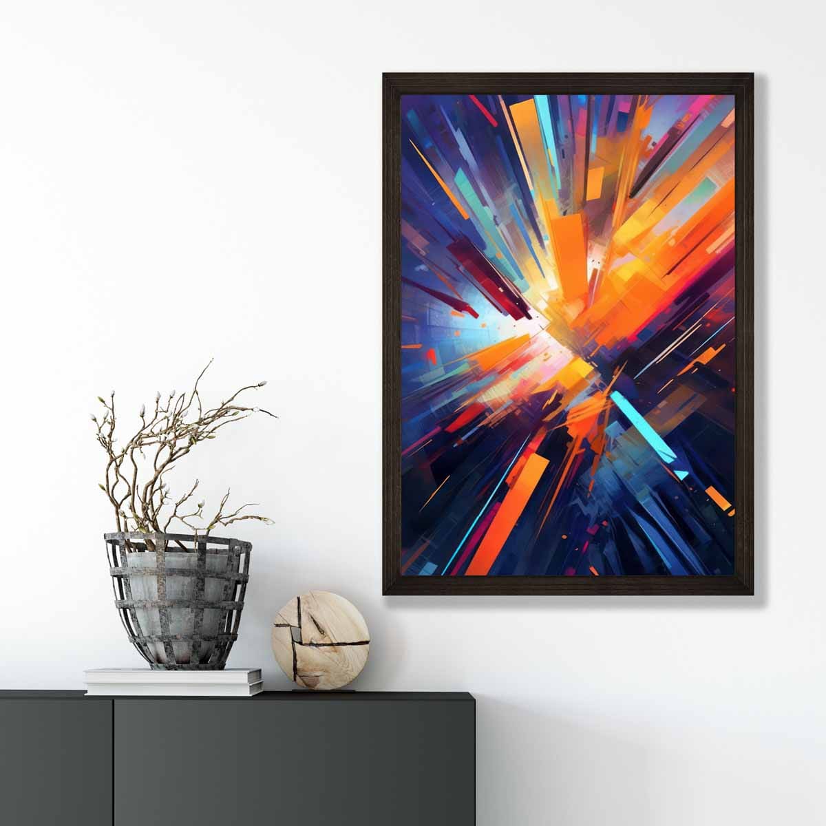 Colourful Abstract Shapes Art Print Blue Orange and Red No 1