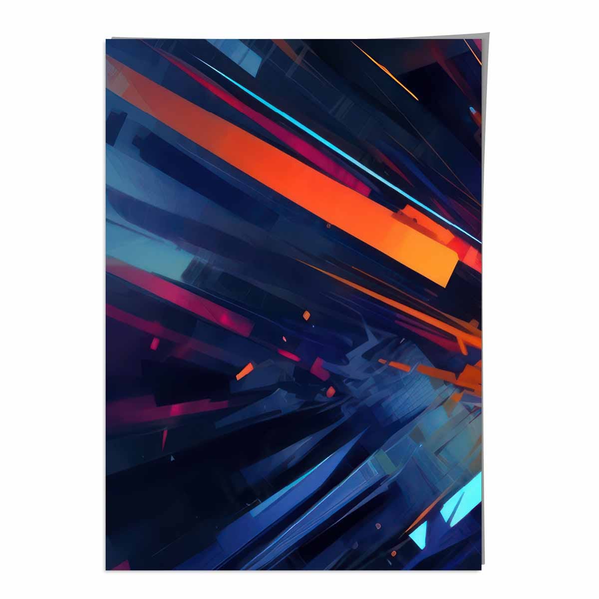 Abstract Shapes Art Print Blue Orange and Red No 2