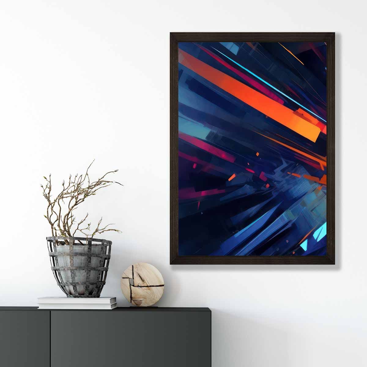 Abstract Shapes Art Print Blue Orange and Red No 2