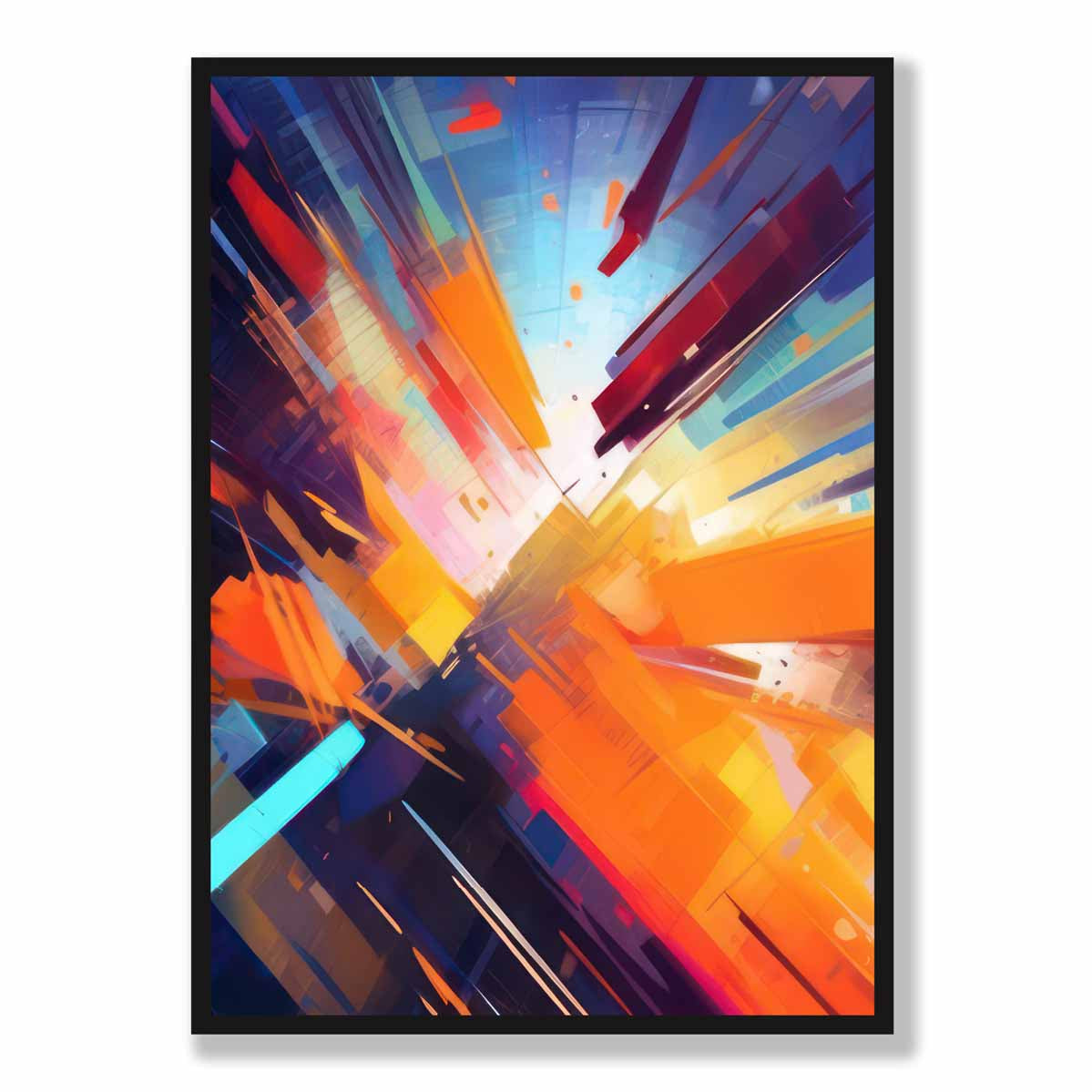 Abstract Shapes Art Print Blue Orange and Red No 3